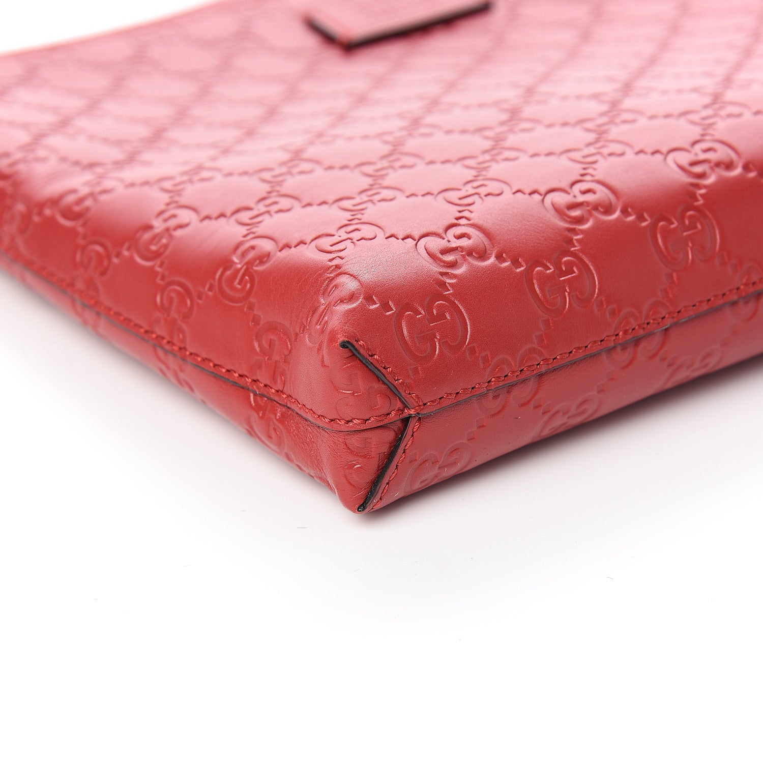 Gucci Guccissima Small Zip Wristlet Pouch Red 7 of 9