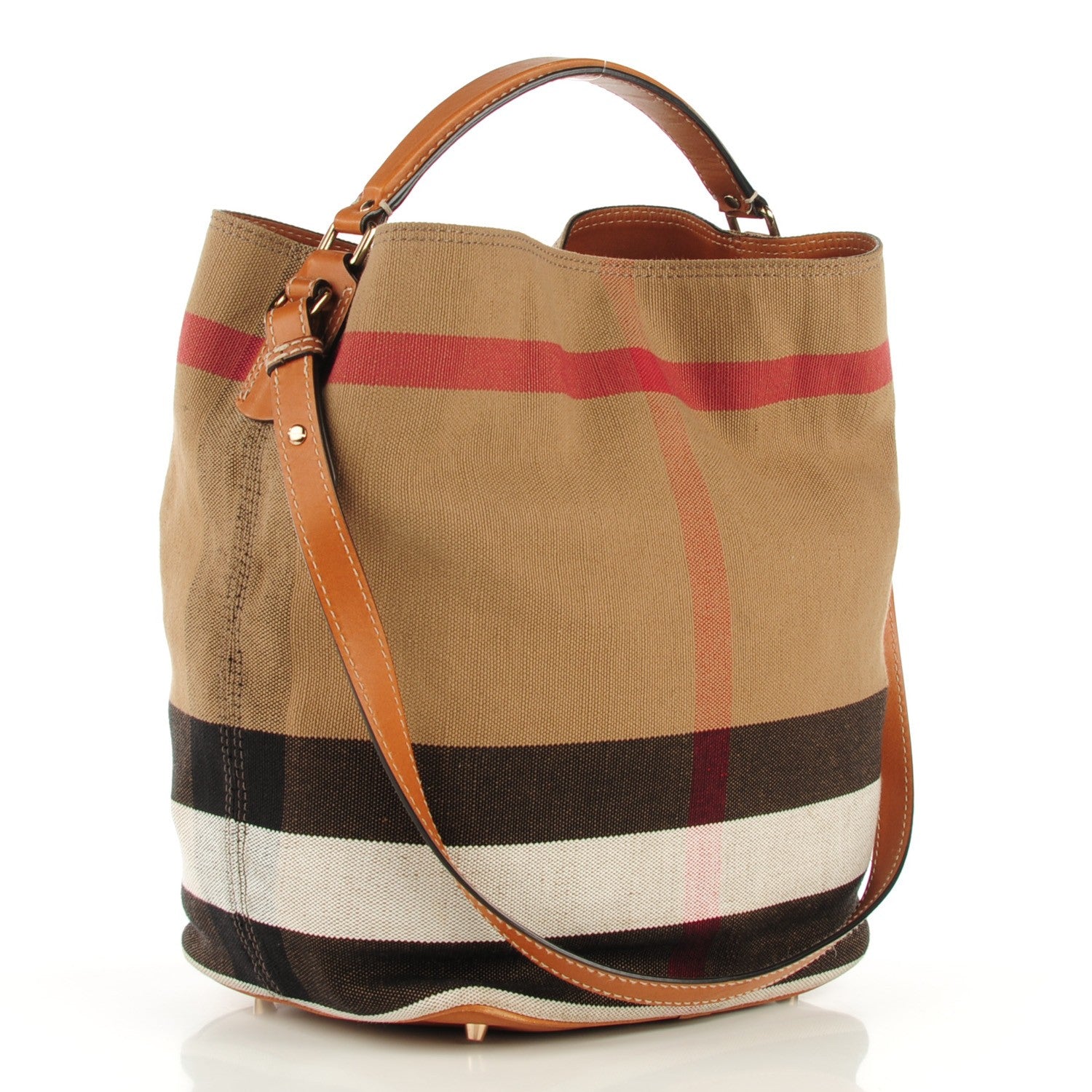 Burberry Canvas Mega Check Medium Susanna Hobo Saddle Brown 3 of 9