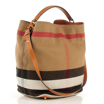Burberry Canvas Mega Check Medium Susanna Hobo Saddle Brown 3 of 9