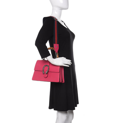 Gucci Dollar Calfskin Crystal Web Medium Dionysus Bamboo Top Handle Bag Box Pink Black Diamond 2 of 11