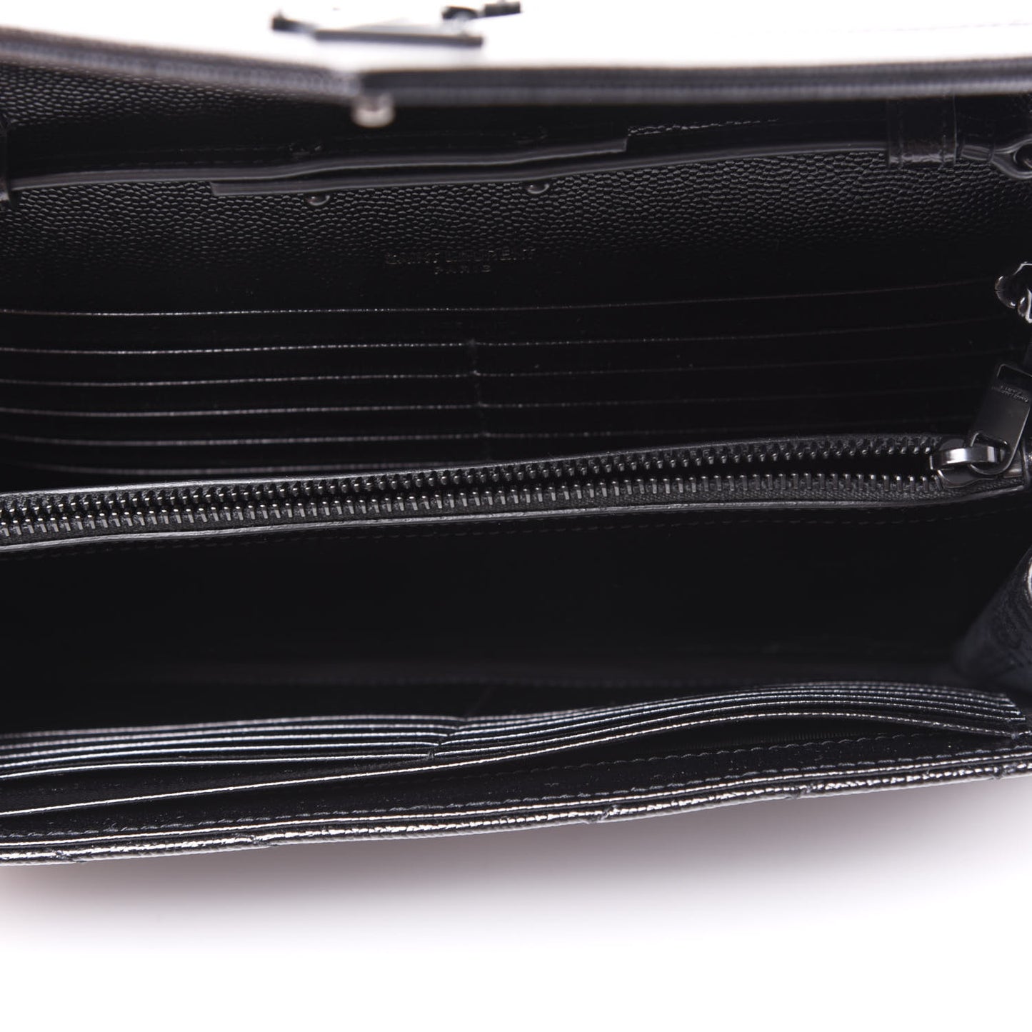 Grain De Poudre Matelasse Chevron Monogram Chain Wallet Black