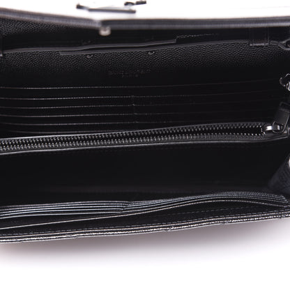 Saint Laurent Grain De Poudre Matelasse Chevron Monogram Chain Wallet Black 4 of 8
