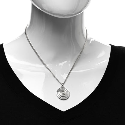 Chopard 18K White Gold Happy Diamonds Circle Pendant Necklace 2 of 5
