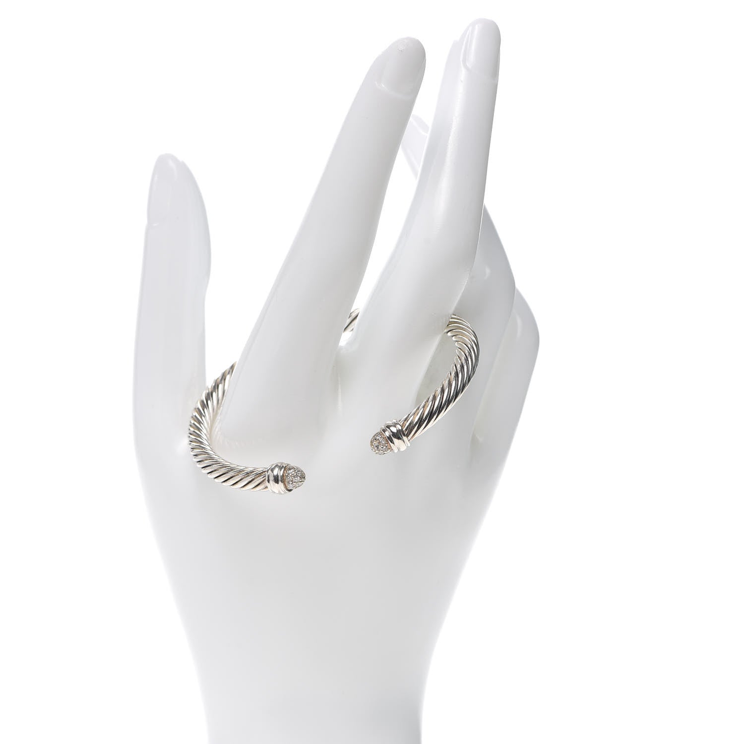 David Yurman Sterling Silver Pave Diamond 5mm Cable Classics Bracelet 2 of 4