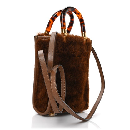 Fendi Shearling Plexiglass FF Mini Fendi Sunshine Shopper Tote Forresta White 3 of 8