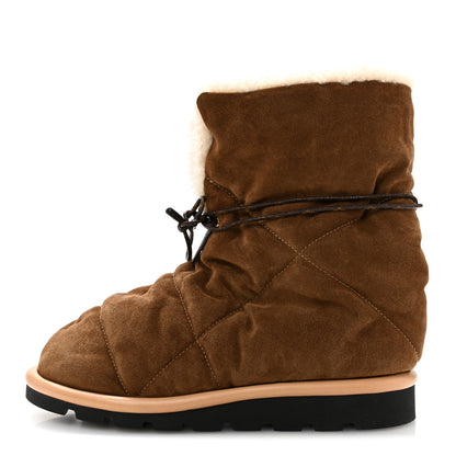 Louis Vuitton Suede Shearling Quilted Flat Ankle Boot 38 Beige 1 of 9