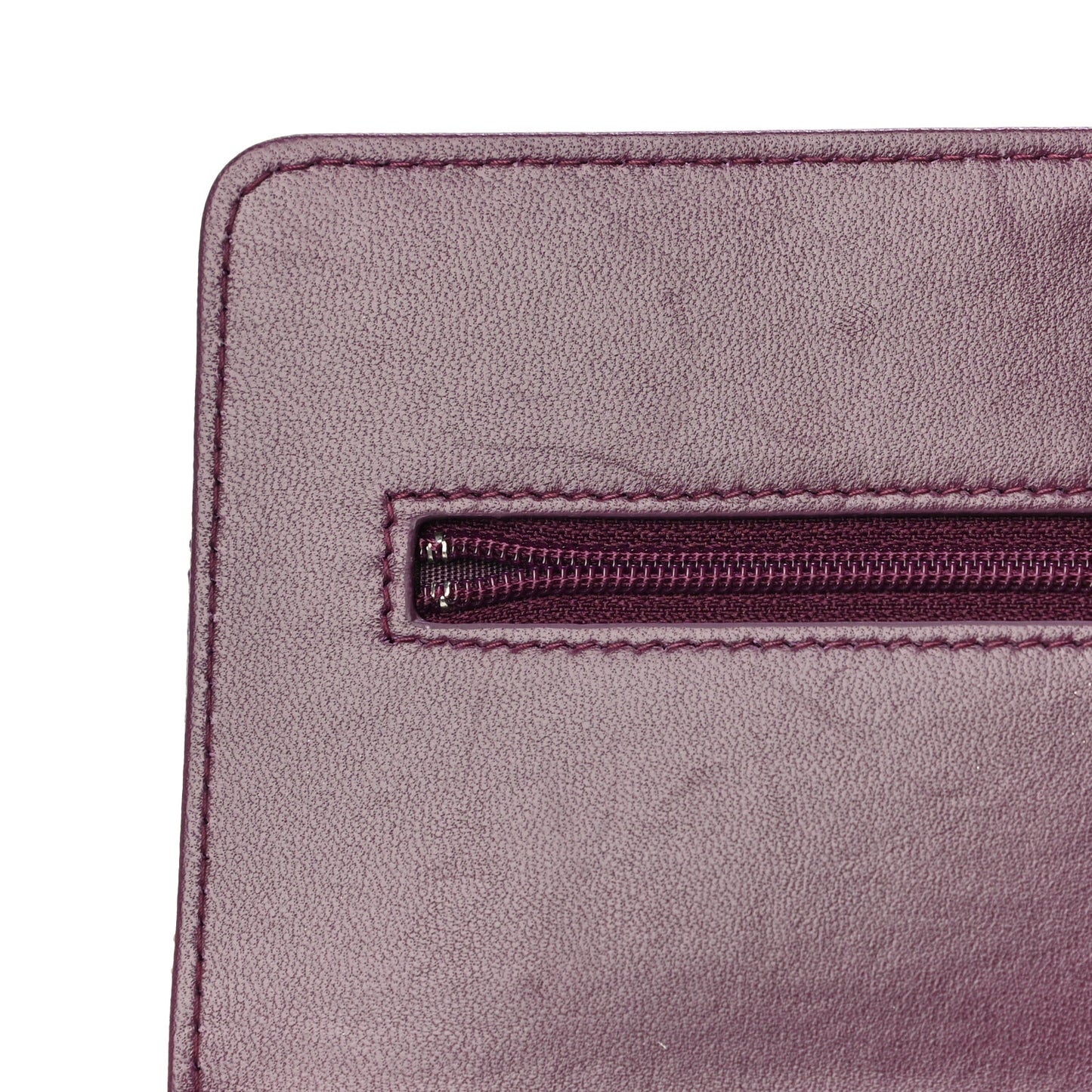 Lambskin Quilted Trendy CC Wallet On Chain WOC Purple