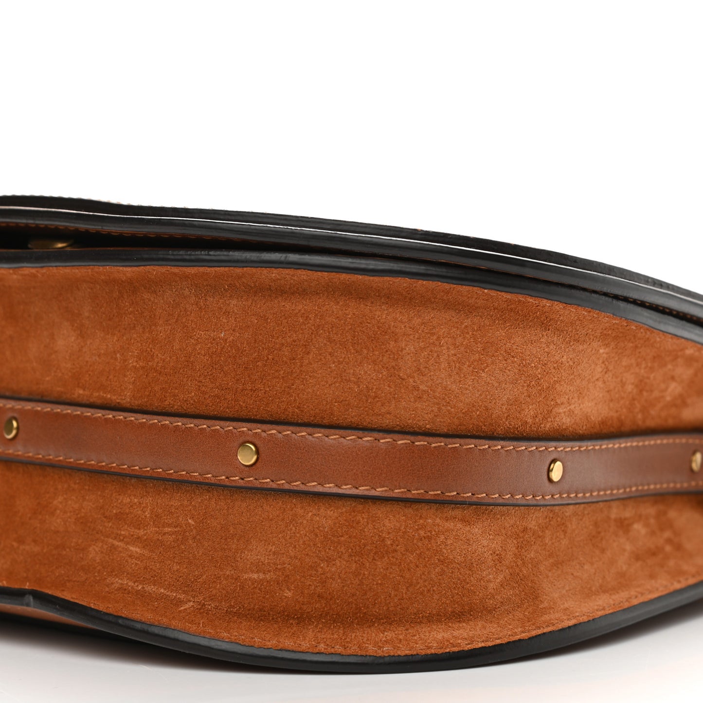 Calfskin Suede Medium Nile Bracelet Bag Caramel