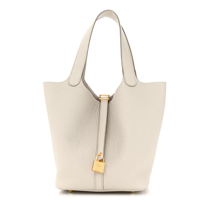 Hermes Taurillon Clemence Picotin Lock 22 MM Beton 1 of 10