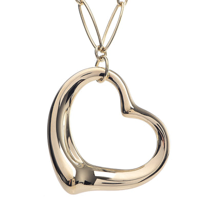 Tiffany 18K Yellow Gold Elsa Peretti Large Open Heart Pendant Necklace 4 of 8