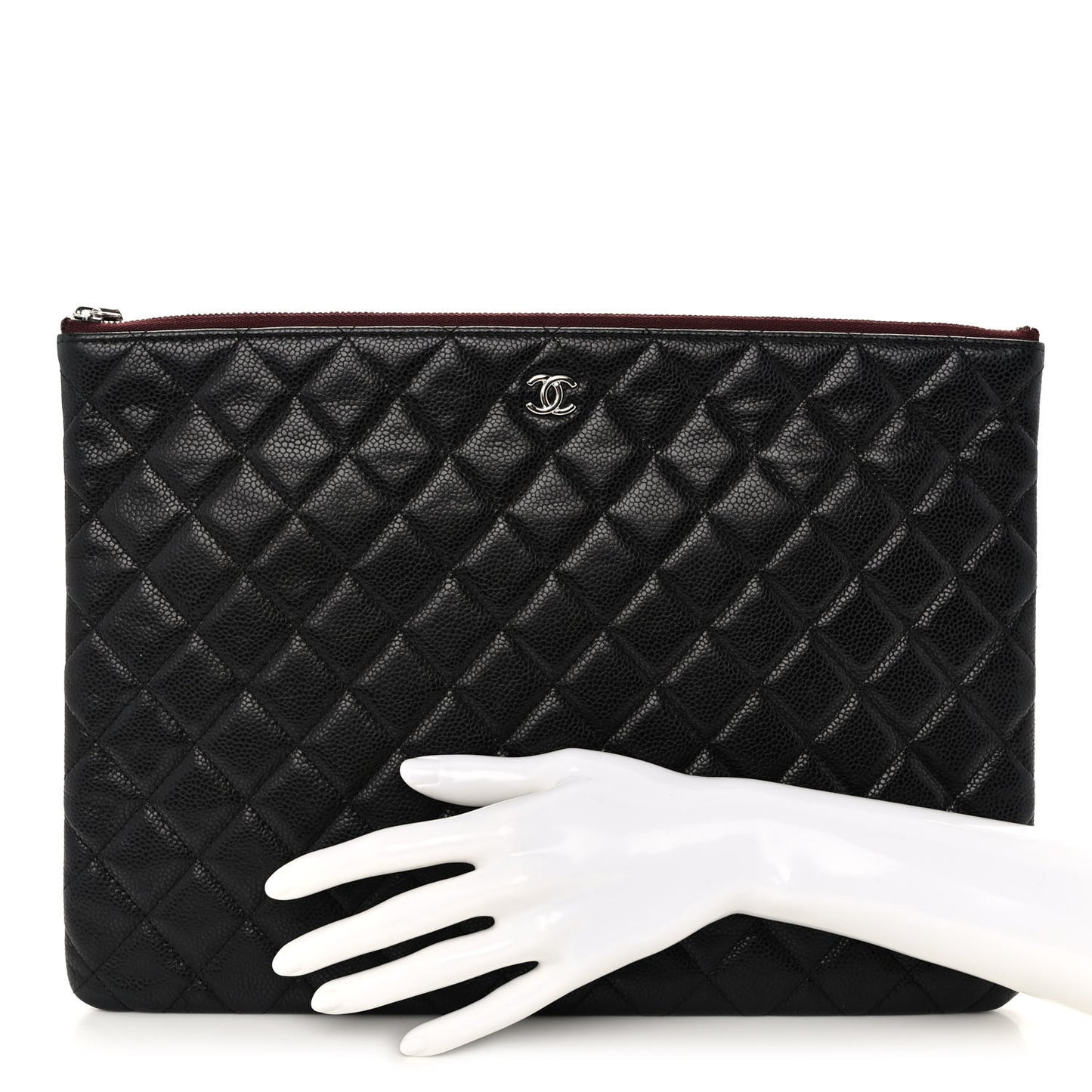 Caviar Quilted Large Cosmetic Case Black
