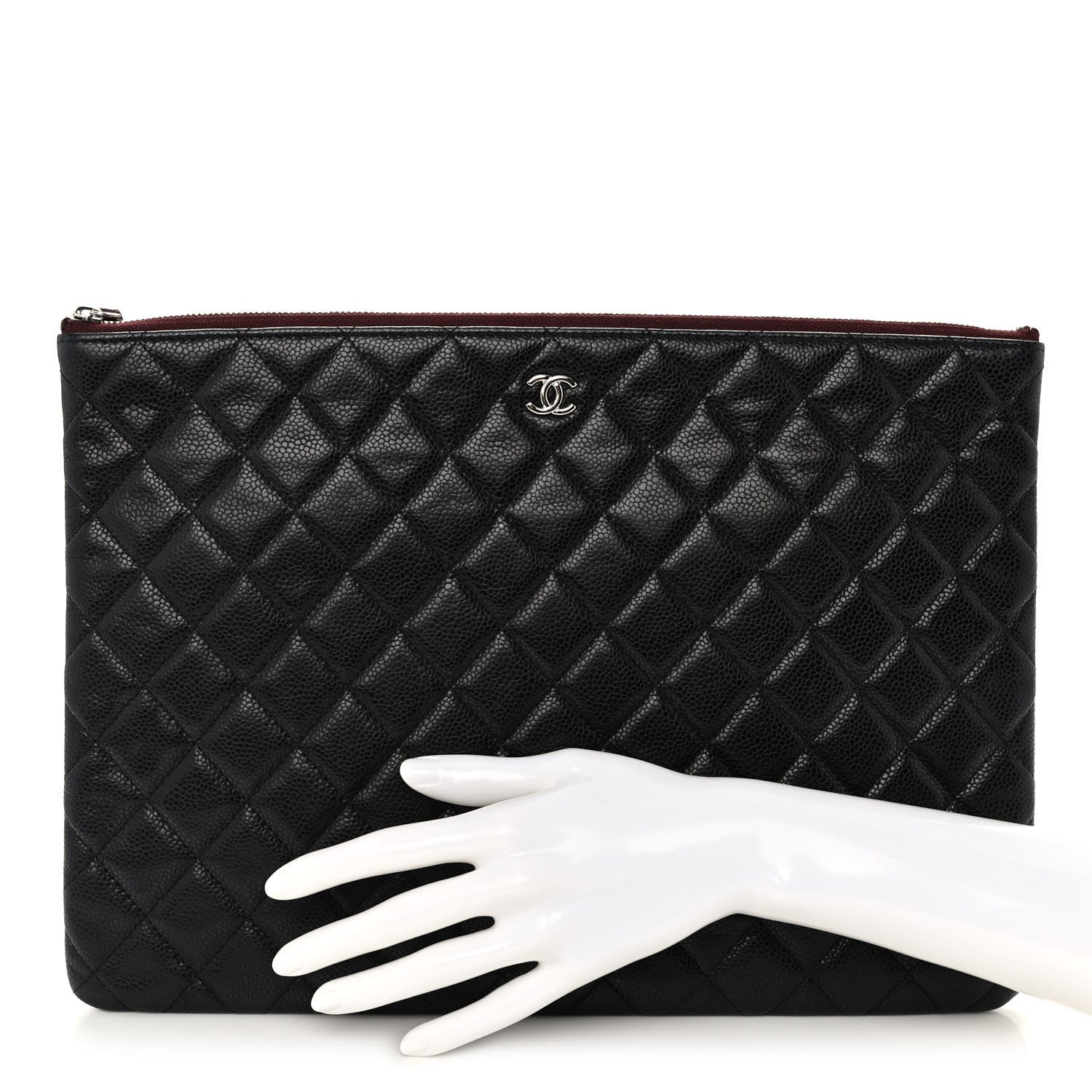 Chanel Caviar Quilted Large Cosmetic Case Black 2 of 9