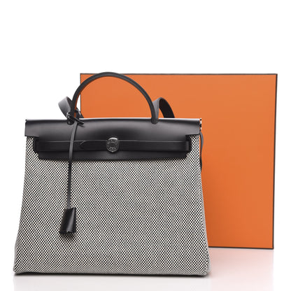 Hermes Vache Hunter Criss Viking Herbag Zip Retourne 31 PM Ecru Black 11 of 11