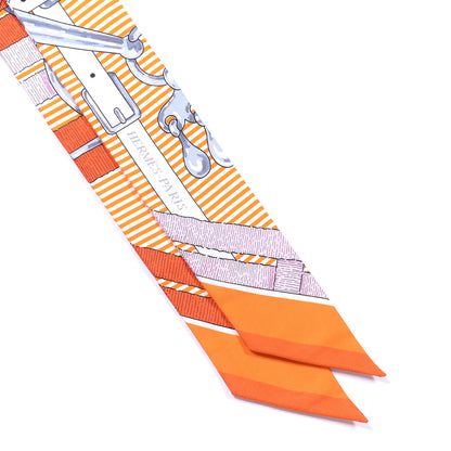 Hermes Silk Mors a Jouets Chemise Twilly Orange Rose White 3 of 4