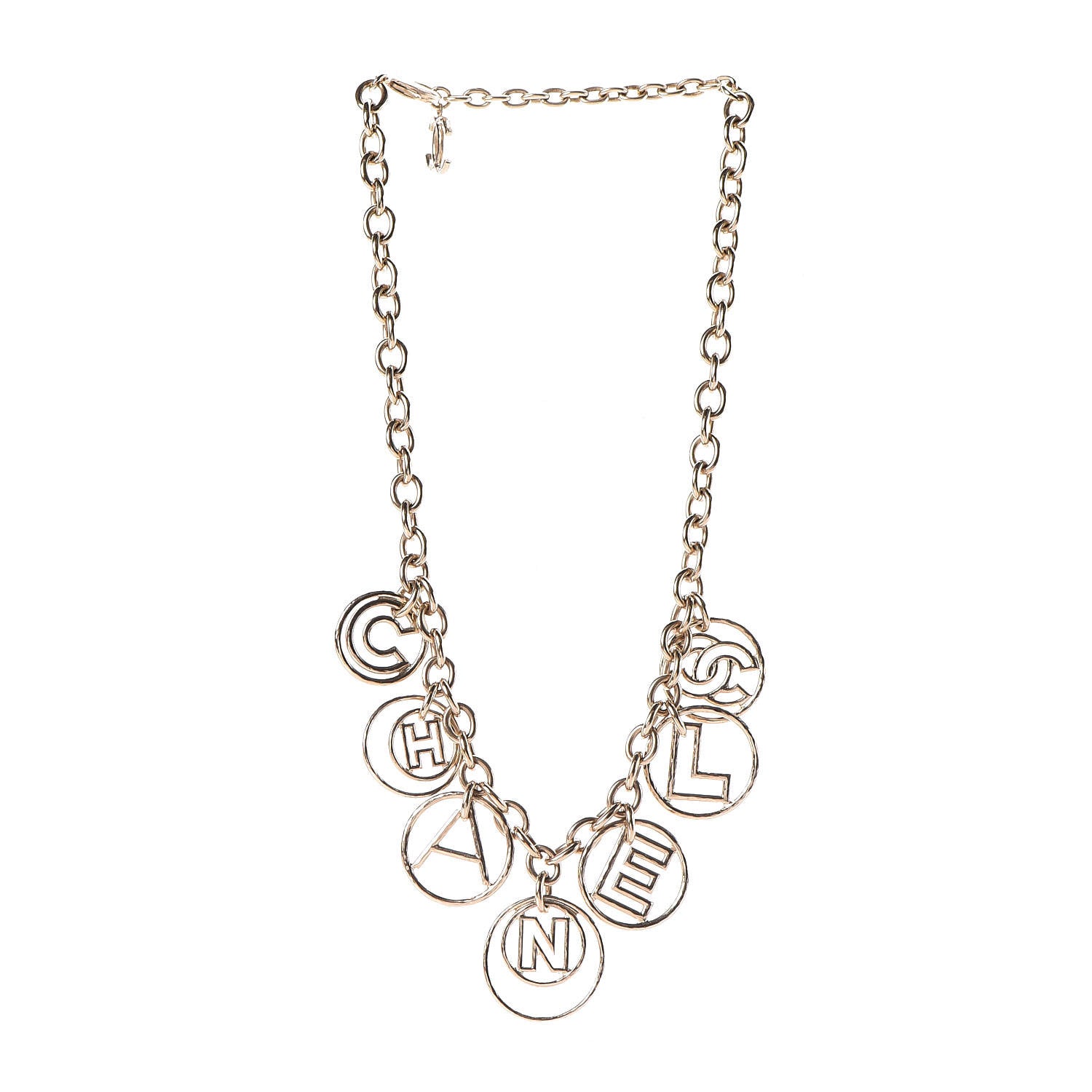 Chanel Metal Hoop Cuba Logo Necklace Gold 3 of 4