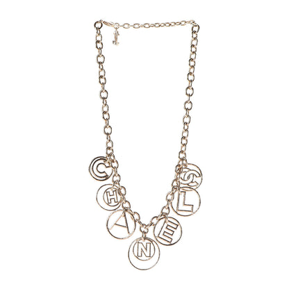 Chanel Metal Hoop Cuba Logo Necklace Gold 3 of 4