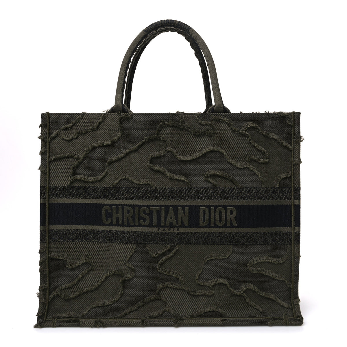 Christian Dior Canvas Embroidered Camouflage Book Tote Green 1 of 11