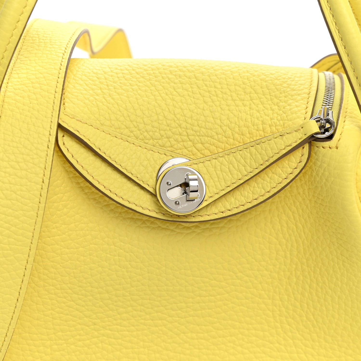 Hermes Taurillon Clemence Mini Lindy 20 Limoncello 7 of 10