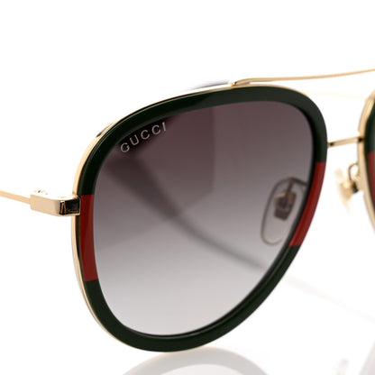Gucci Acetate Web Aviator Sunglasses GG0062S Green Red 7 of 8