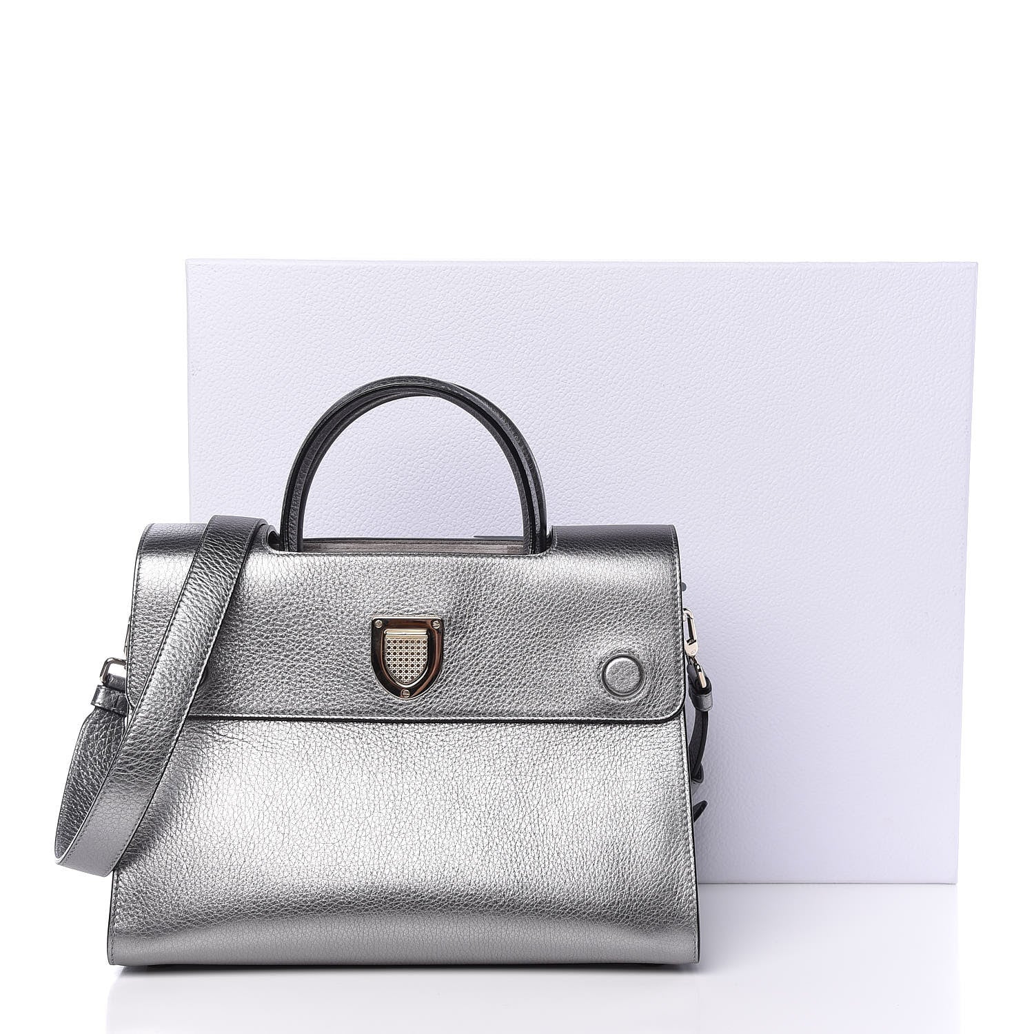 Christian Dior Metallic Grained Calfskin Medium Diorever Flap Silver 18 of 18