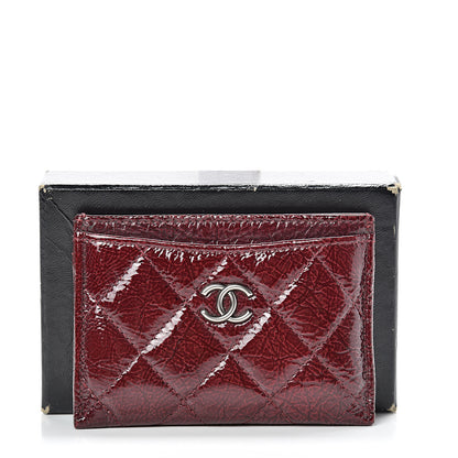 Chanel Distressed Patent Quilted Card Holder Bordeaux 8 of 8