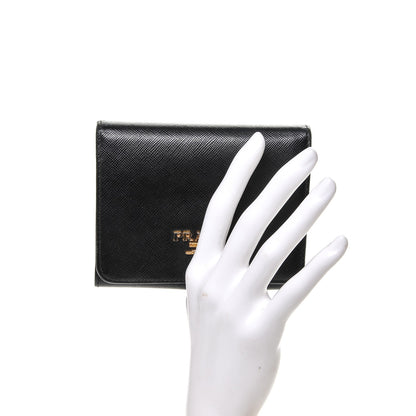 Prada Saffiano Metal Tri-Fold Wallet Nero Black 2 of 7