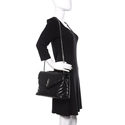 Saint Laurent Calfskin Y Quilted Monogram Medium Loulou Chain Satchel Black 3 of 15