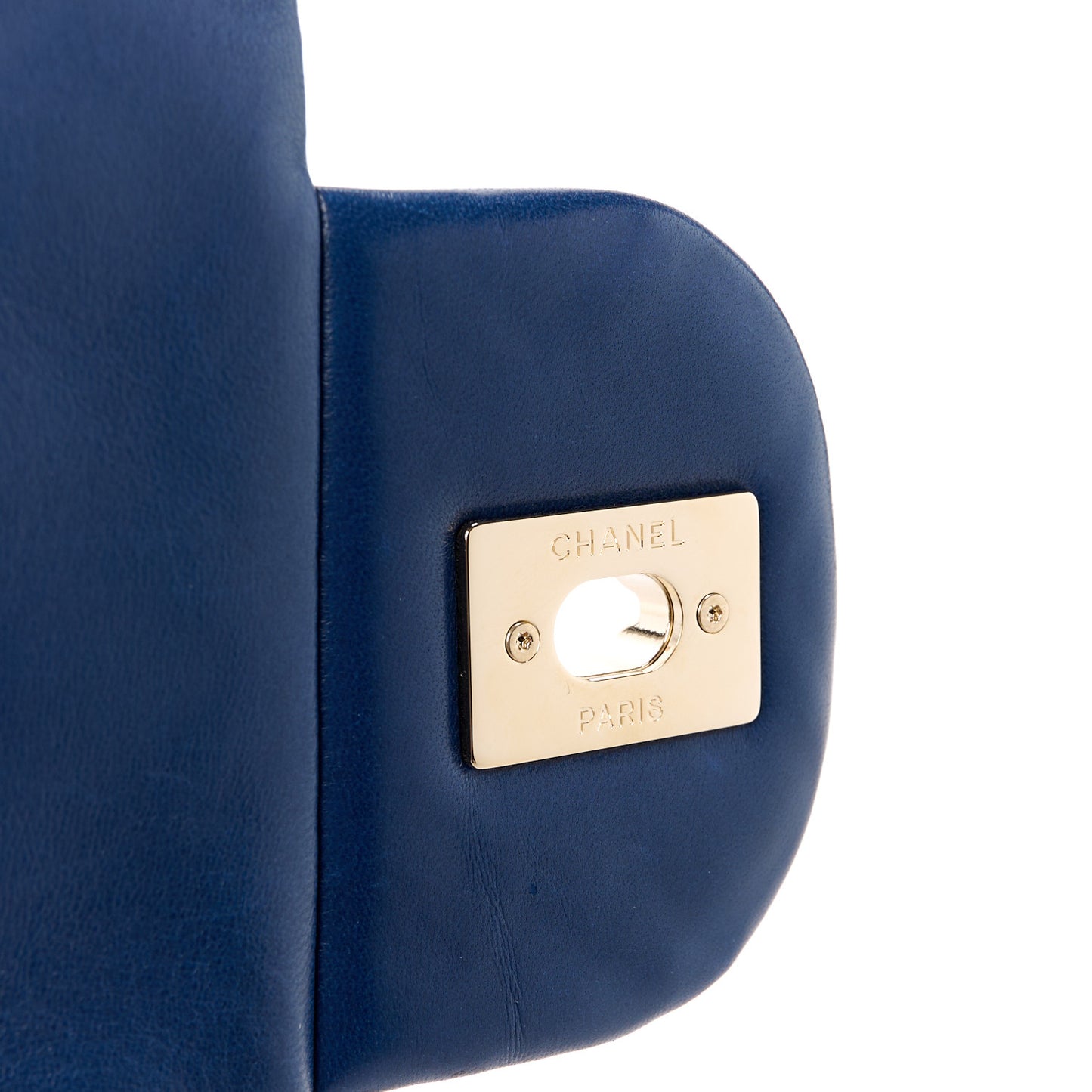 Lambskin Quilted Maxi Single Flap Marine Fonce