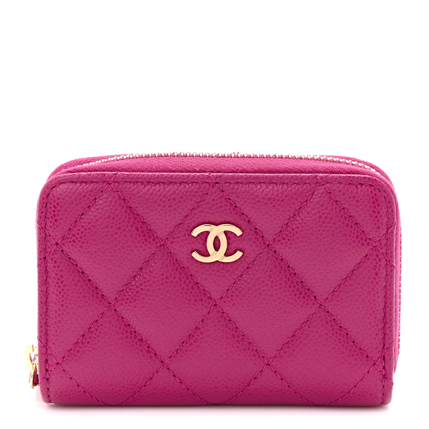Chanel Caviar Quilted Zip Coin Purse Dark Pink 1 of 7