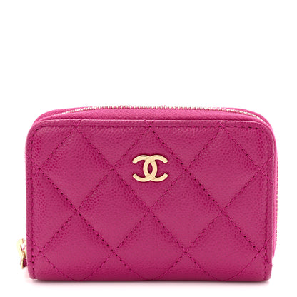 Chanel Caviar Quilted Zip Coin Purse Dark Pink 1 of 7