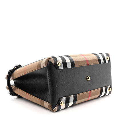 Burberry House Check Grainy Calfskin Medium Banner Tote Black 4 of 10