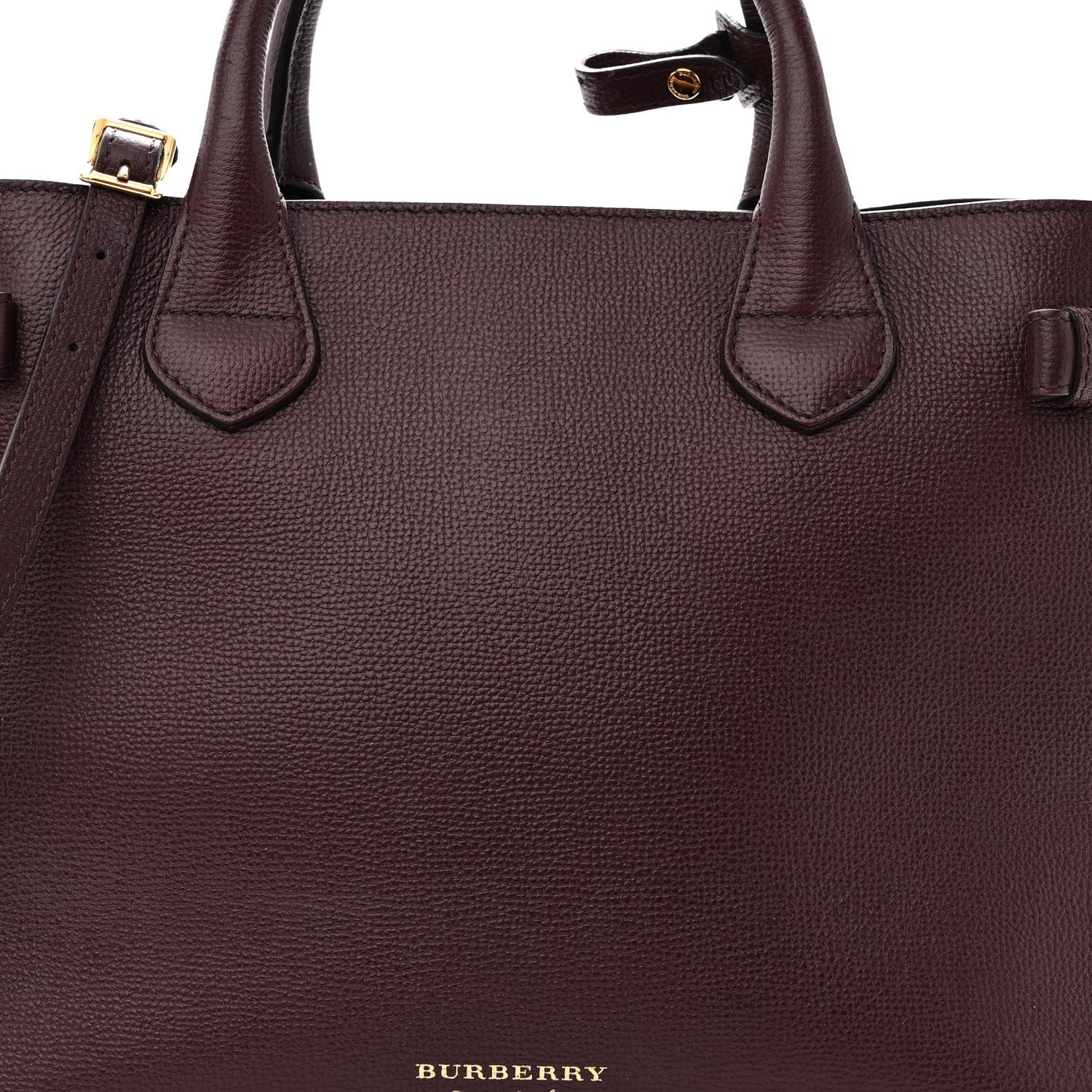 Burberry Grainy Calfskin House Check Medium Banner Tote Mahogany Red 7 of 9
