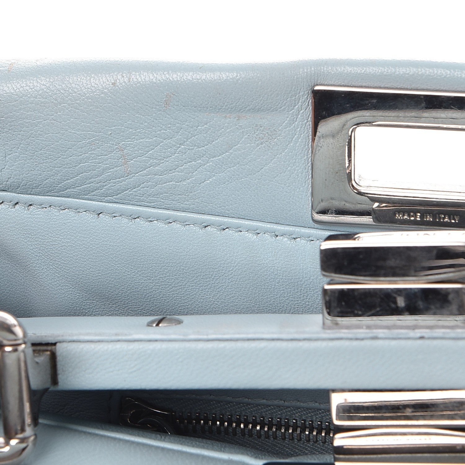 Fendi Nappa Mini Peekaboo Iconic Satchel Light Blue 10 of 12