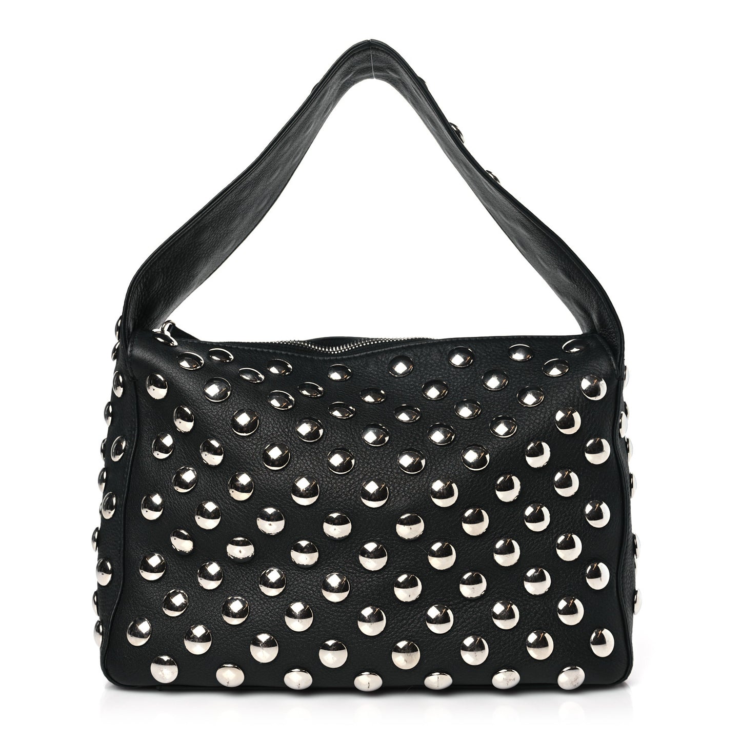 Pebbled Sport Calfskin Studded Elena Black