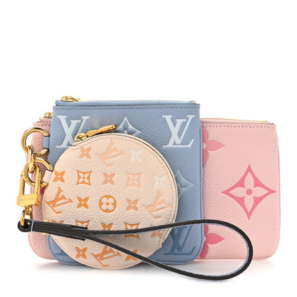 Louis Vuitton Empreinte Monogram Giant By The Pool Trio Pouch Rosebud Summer Blue Cream Saffron 1 of 11