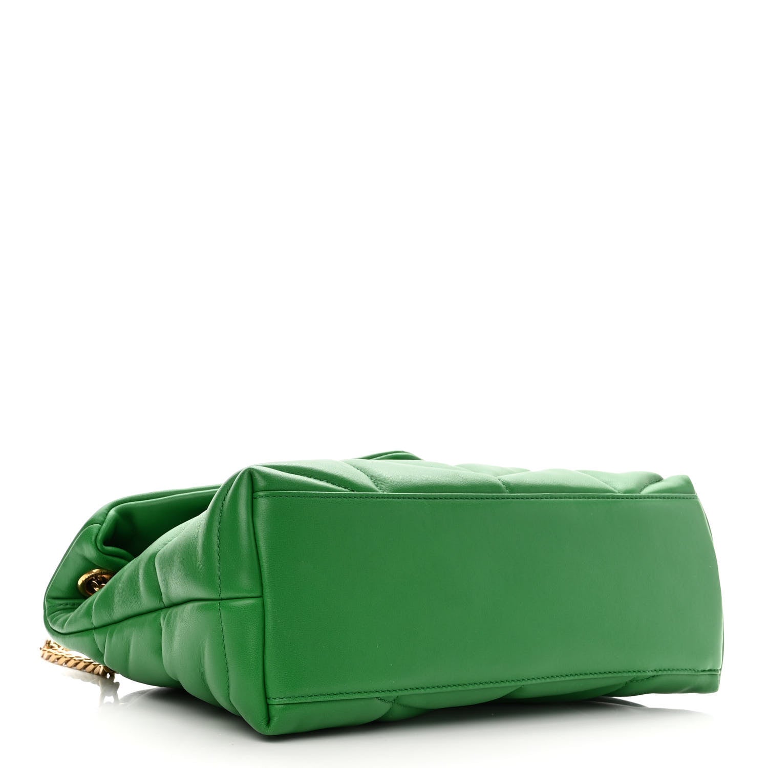 Saint Laurent Lambskin Quilted Small Loulou Puffer Monogram Chain Satchel New Vert 4 of 11
