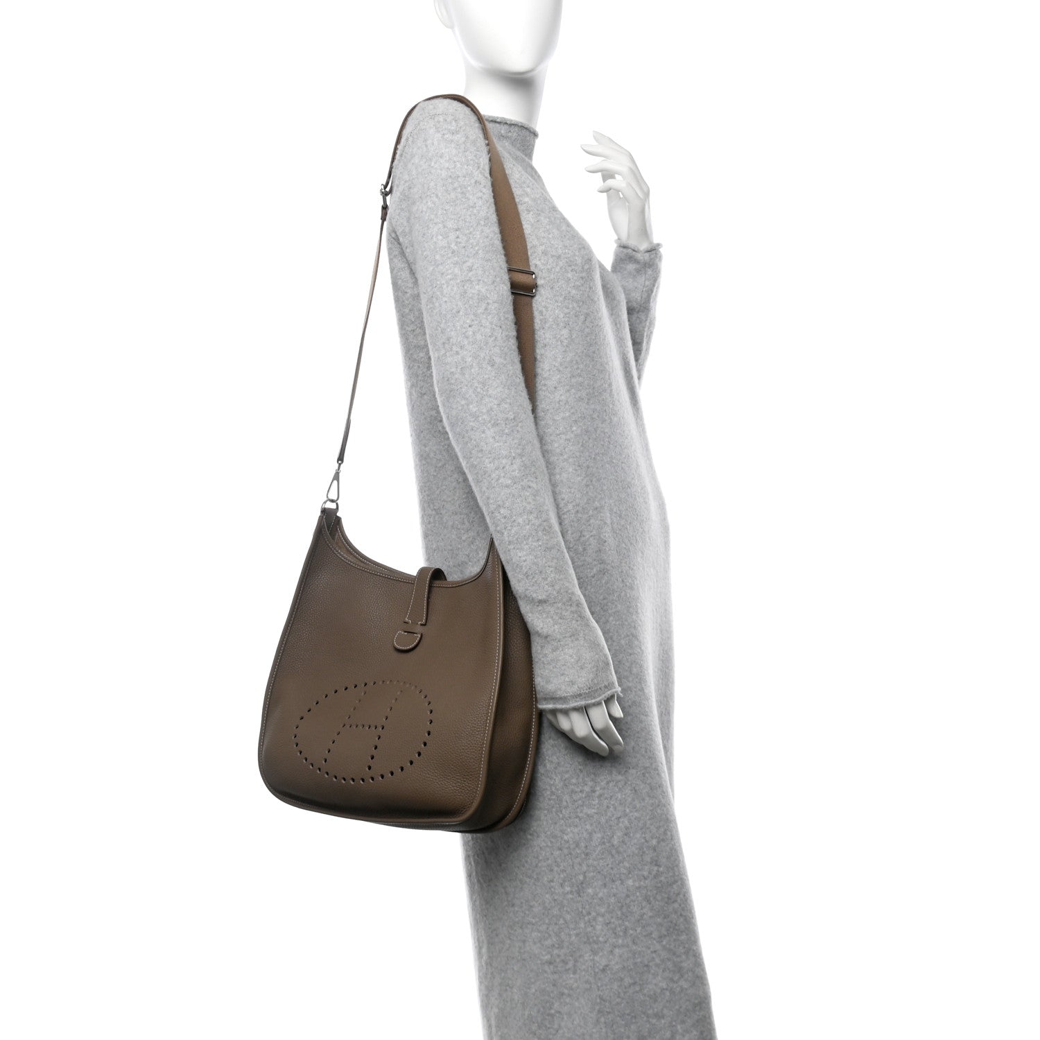 Hermes Taurillon Clemence Evelyne III GM Etoupe 2 of 12