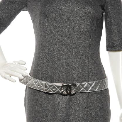 Chanel Lambskin Quilted CC Belt 95 38 Silver 2 of 5