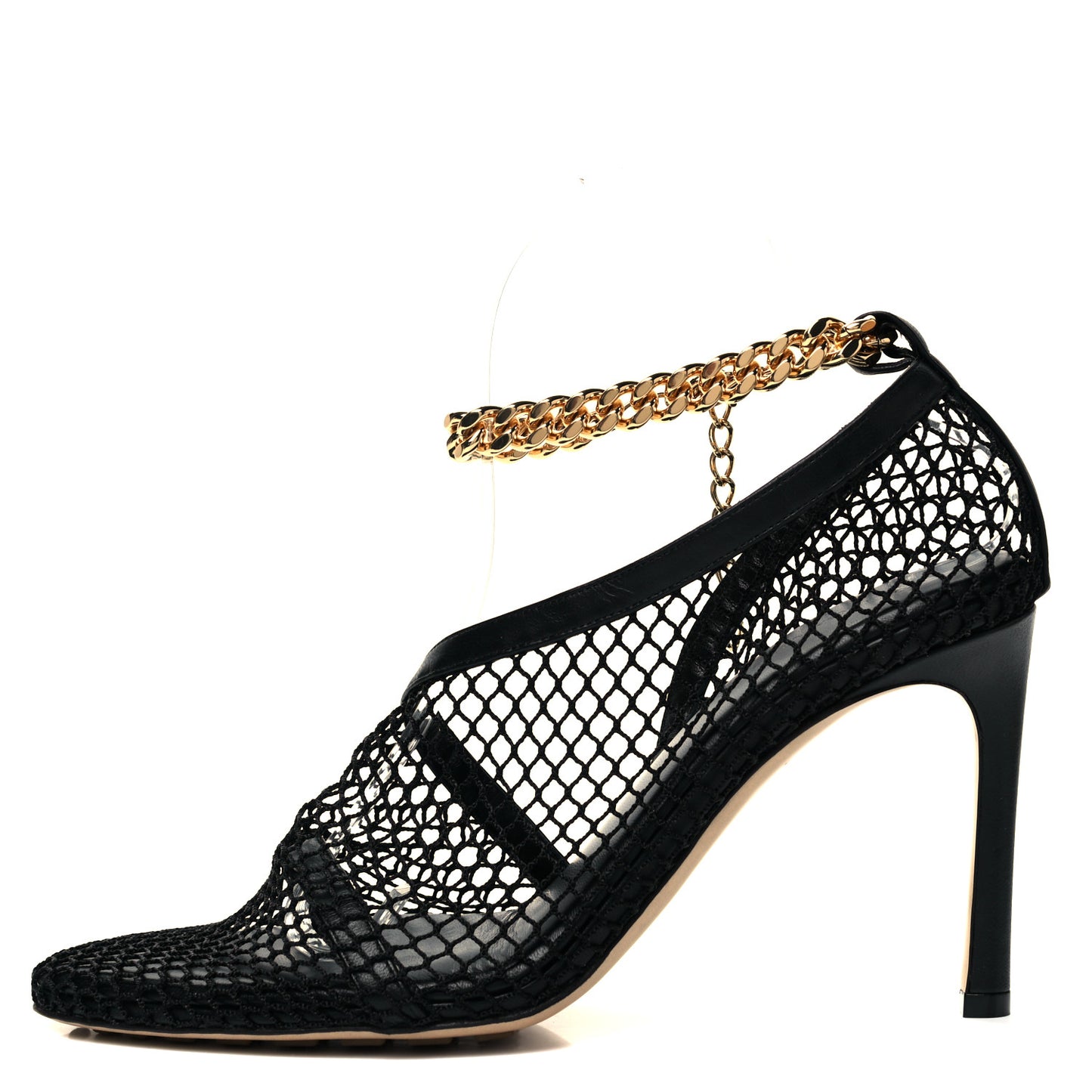 Mesh Nappa Chunky Chain Sandals 38.5 Black