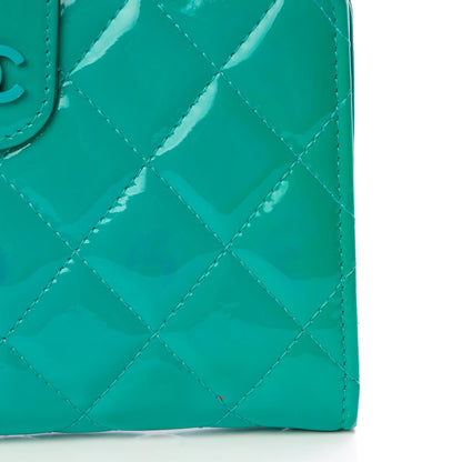 Chanel Patent Quilted Zip Pocket Wallet Turquoise 12 of 28
