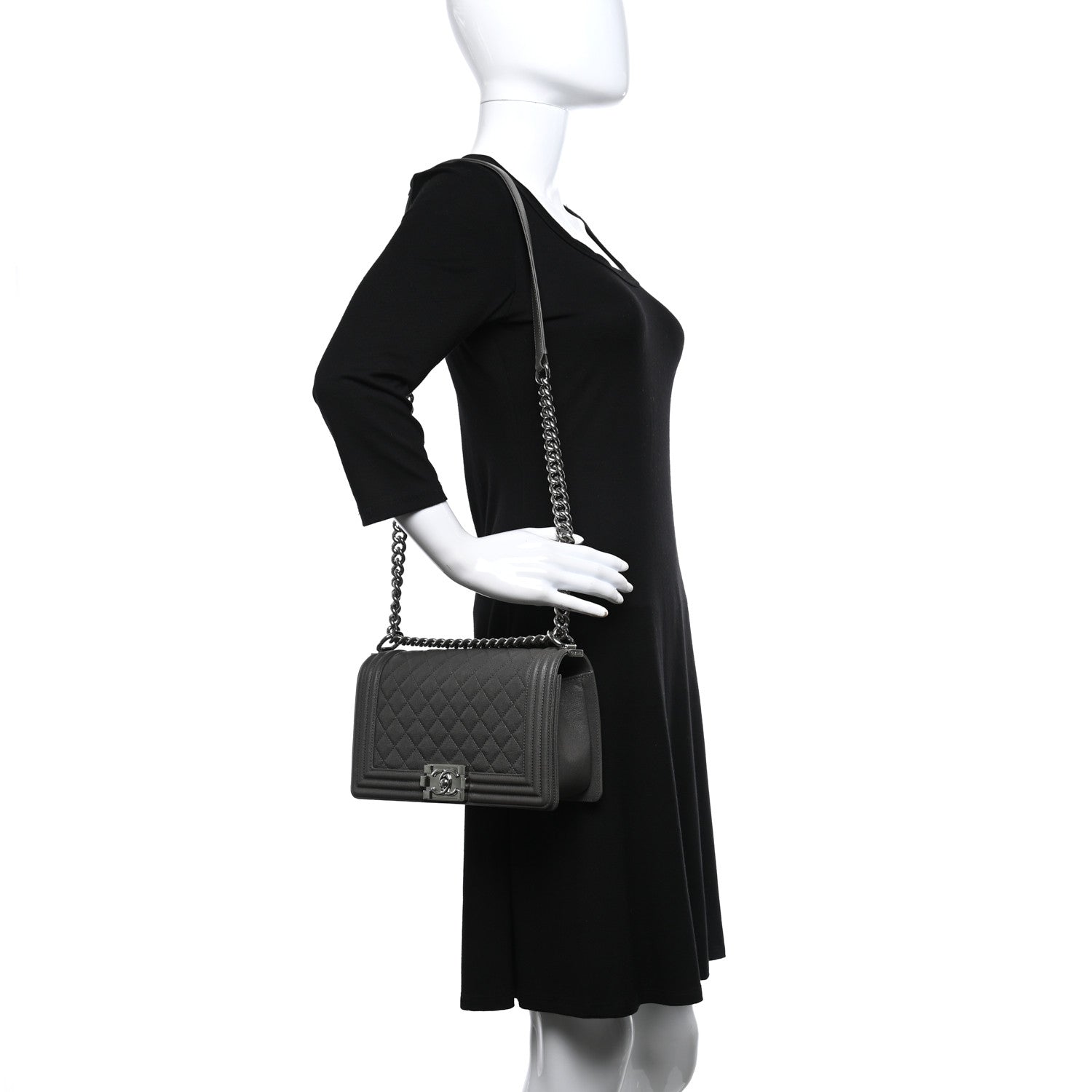 Chanel Caviar Quilted Medium Boy Flap Grey 2 of 12