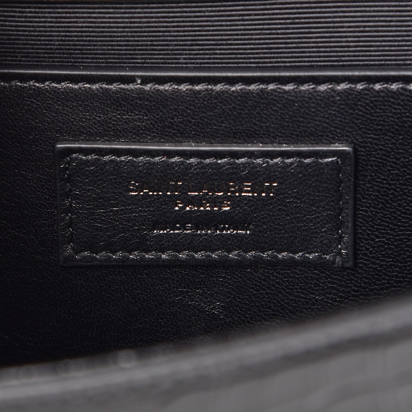 Calfskin Crocodile Embossed Medium Monogram Envelope Chain Shoulder Bag Black