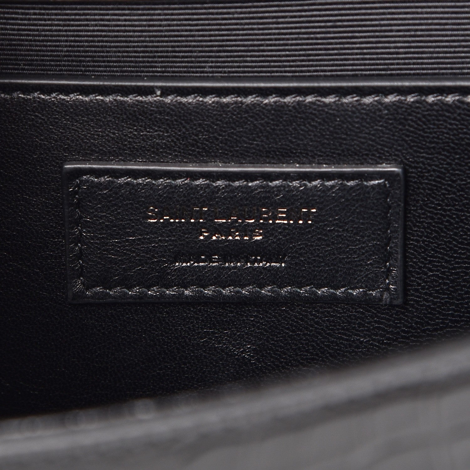 Saint Laurent Calfskin Crocodile Embossed Medium Monogram Envelope Chain Shoulder Bag Black 7 of 8