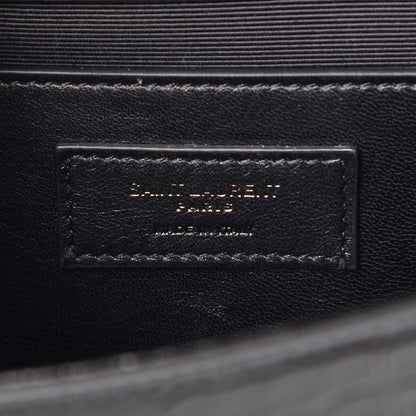 Saint Laurent Calfskin Crocodile Embossed Medium Monogram Envelope Chain Shoulder Bag Black 7 of 8
