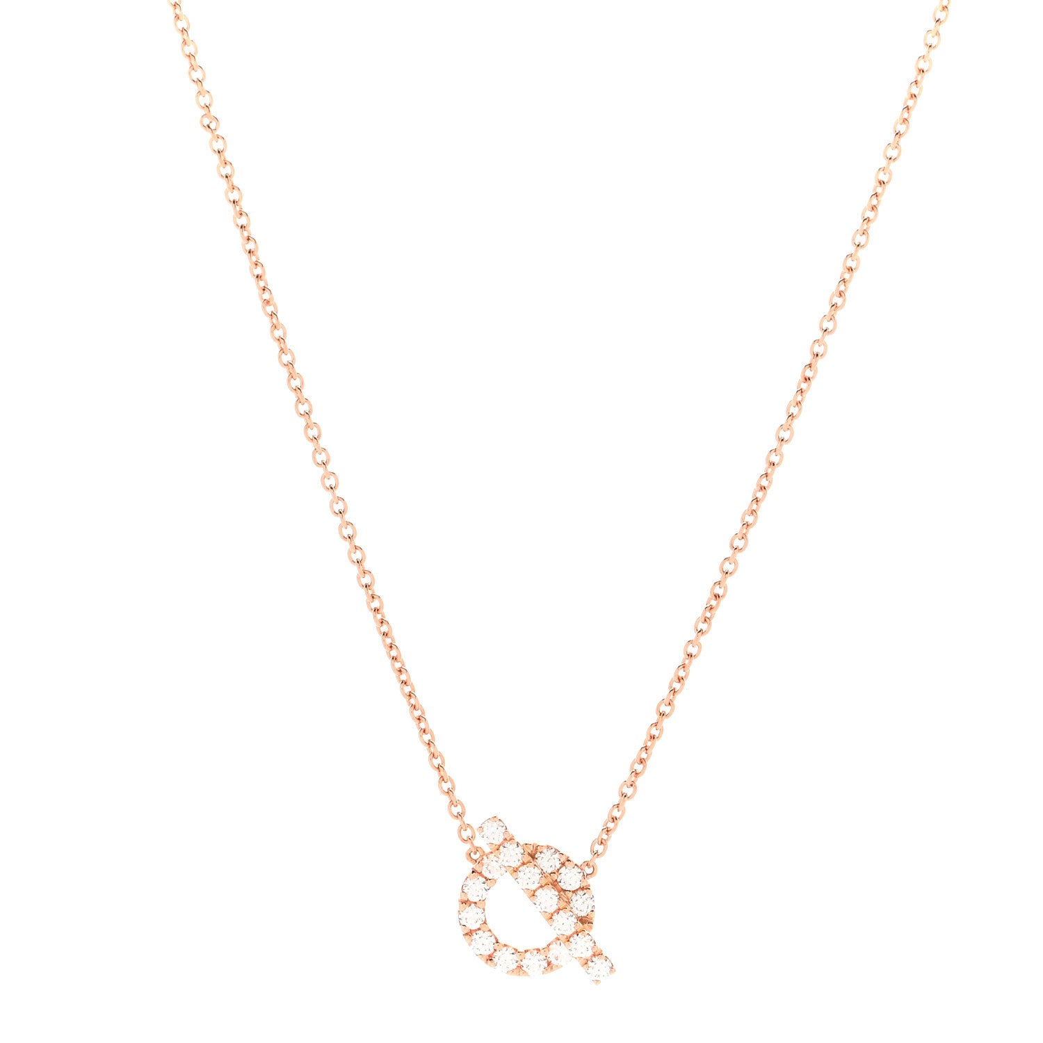 Hermes 18K Rose Gold Diamond Finesse Pendant Necklace 1 of 6