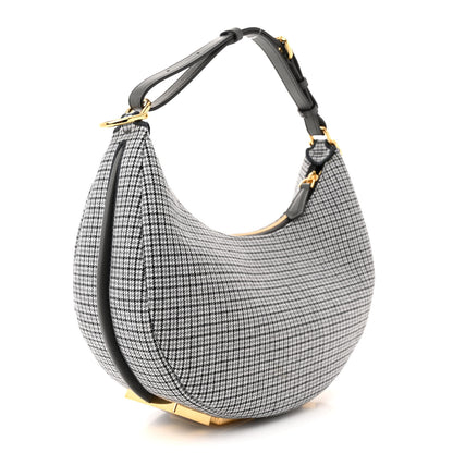 Fendi Wool Vitello Grace Small Houndstooth Small Fendigraphy Hobo Bag Grigio Anthracite 3 of 11