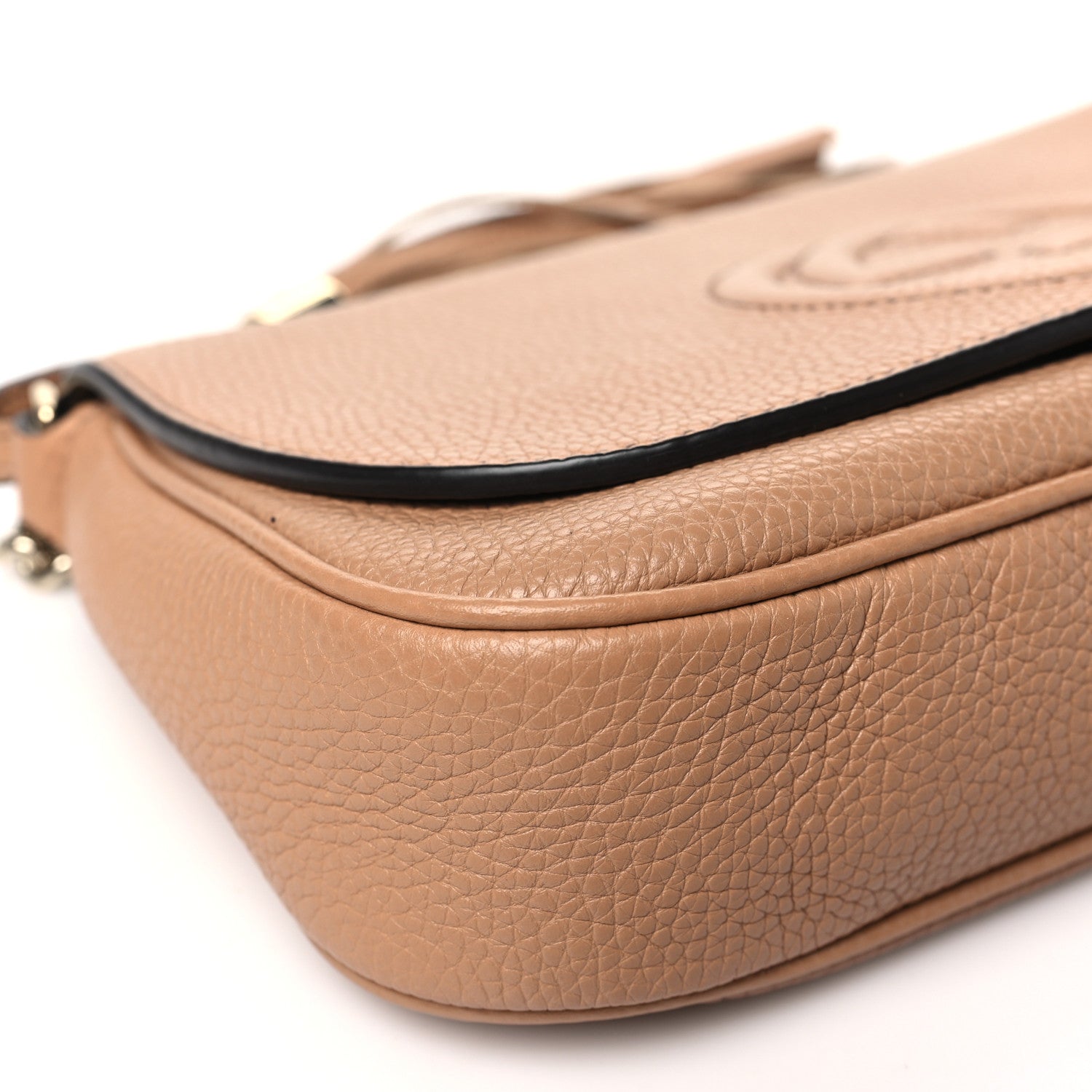 Gucci Pebbled Calfskin Medium Soho Flap Crossbody Camelia 9 of 10