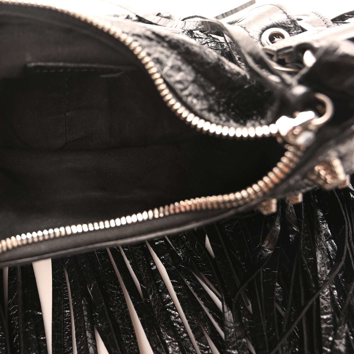 Balenciaga Agneau Arena Le Cagole Fringe Shoulder Bag XS Black 5 of 11