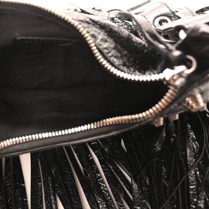 Balenciaga Agneau Arena Le Cagole Fringe Shoulder Bag XS Black 5 of 11