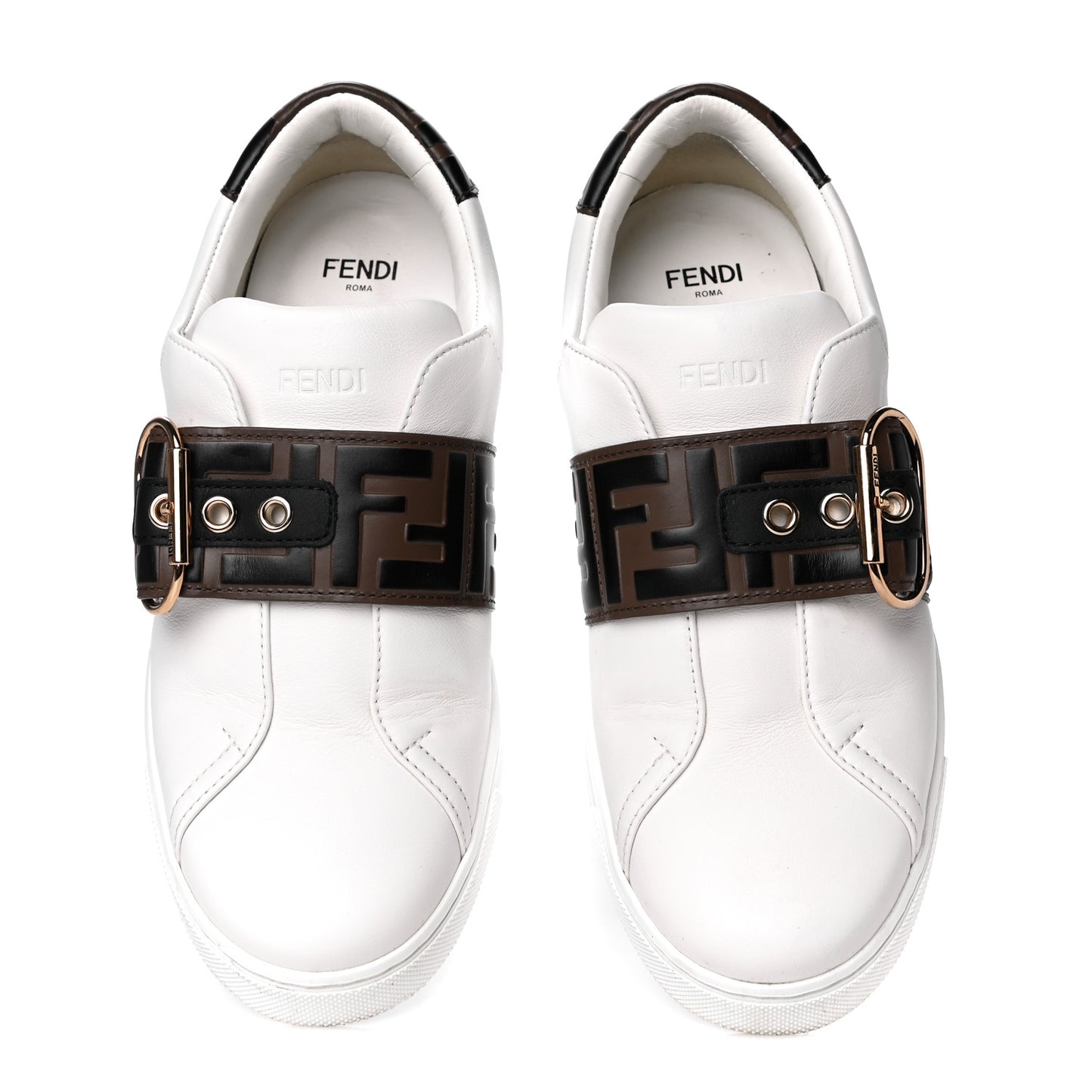 Vitello FF Embossed Womens Slip On Sneakers 37 Ultra White Maya Black